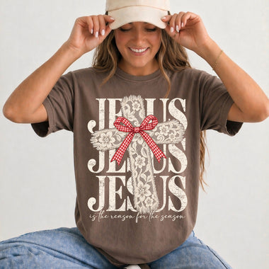 Jesus Is the Reason for the Season Lace Cross DTF Transfer DTF Heat Press Transfer from Sweet Tee Transfers