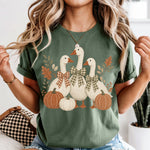 Fall Geese with Plaid Bows and Pumpkins DTF Transfer DTF Heat Press Transfer from Sweet Tee Transfers