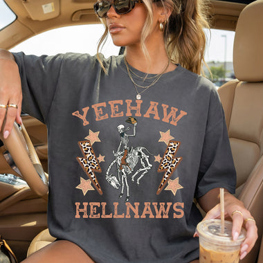 Yeehaw and Hell Naws Skele DTF Transfer DTF Heat Press Transfer from Sweet Tee Transfers
