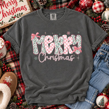 Merry Christmas Pink DTF Transfer DTF Heat Press Transfer from Sweet Tee Transfers