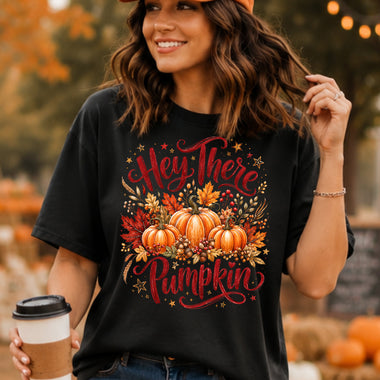 Hey There Pumpkin with Pumpkins DTF Transfer DTF Heat Press Transfer from Sweet Tee Transfers