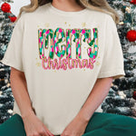 Merry Christmas Gold Sparkle DTF Transfer DTF Heat Press Transfer from Sweet Tee Transfers
