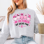 In October We Wear Pink Ghosts Breast Cancer DTF Transfer DTF Heat Press Transfer from Sweet Tee Transfers
