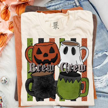 Brew Crew Halloween Coffee Mugs DTF Transfer DTF Heat Press Transfer from Sweet Tee Transfers