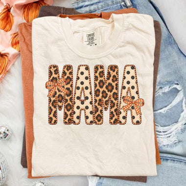 MAMA Fall Leopard Polka Dot Bow DTF Transfer DTF Heat Press Transfer from Sweet Tee Transfers