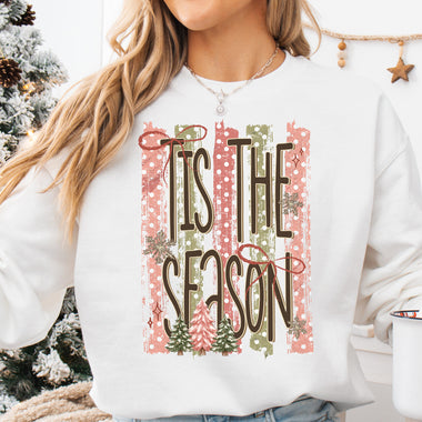 'Tis the Season Christmas Striped DTF Transfer DTF Heat Press Transfer from Sweet Tee Transfers