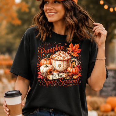 Hey Pumpkin It's Fall Spice Season DTF Transfer DTF Heat Press Transfer from Sweet Tee Transfers