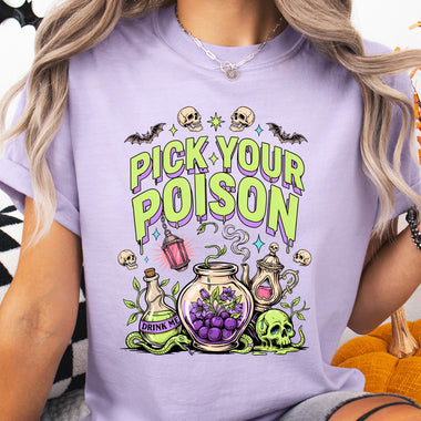 Pick Your Poison Skull DTF Transfer DTF Heat Press Transfer from Sweet Tee Transfers