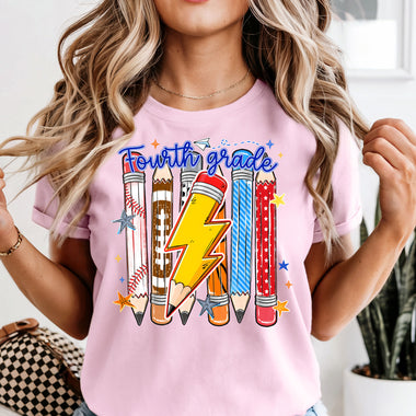 Fourth Grade Pencil Lightning Bolt DTF Transfer DTF Heat Press Transfer from Sweet Tee Transfers