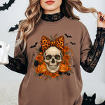 Halloween Skull with Leopard Bow DTF Transfer DTF Heat Press Transfer from Sweet Tee Transfers