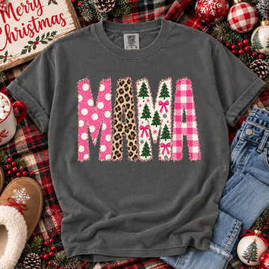 MAMA Pink Cheetah Christmas DTF Transfer DTF Heat Press Transfer from Sweet Tee Transfers