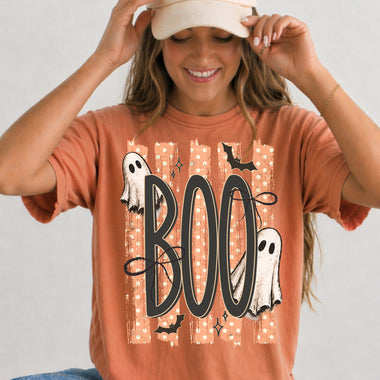 Boo Halloween Striped 2 DTF Transfer DTF Heat Press Transfer from Sweet Tee Transfers