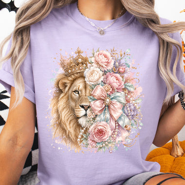 Lion Head with Flowers DTF Transfer DTF Heat Press Transfer from Sweet Tee Transfers