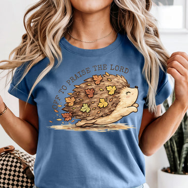 Off to Praise the Lord Hedgehog DTF Transfer DTF Heat Press Transfer from Sweet Tee Transfers