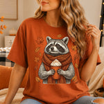 Fall Raccoon with Coffee DTF Transfer DTF Heat Press Transfer from Sweet Tee Transfers