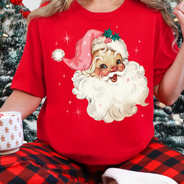 Vintage Santa Pink Hat DTF Transfer DTF Heat Press Transfer from Sweet Tee Transfers