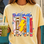 First Grade Pencil Lightning Bolt DTF Transfer DTF Heat Press Transfer from Sweet Tee Transfers