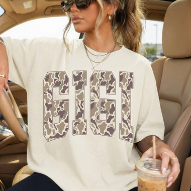 Gigi Camo DTF Transfer DTF Heat Press Transfer from Sweet Tee Transfers