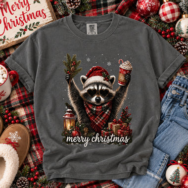Retro Christmas Raccoon DTF Transfer DTF Heat Press Transfer from Sweet Tee Transfers