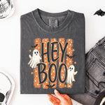 Hey Boo Striped with Ghosts and Bats DTF Transfer DTF Heat Press Transfer from Sweet Tee Transfers