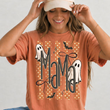 Halloween Ghost MAMA Striped DTF Transfer DTF Heat Press Transfer from Sweet Tee Transfers