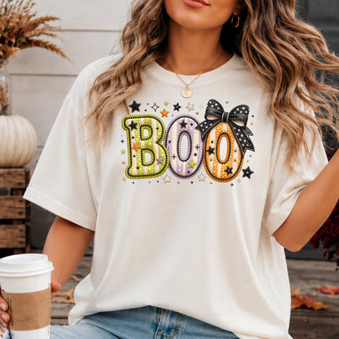 BOO with Black Bow DTF Transfer DTF Heat Press Transfer from Sweet Tee Transfers
