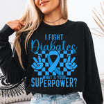 Diabetes Warrior Superpower Awareness Ribbon DTF Transfer DTF Heat Press Transfer from Sweet Tee Transfers