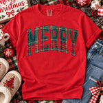 Plaid Merry Christmas Patchwork DTF Transfer DTF Heat Press Transfer from Sweet Tee Transfers