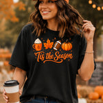 Tis the Season Football Pumpkin Leaf Drink DTF Transfer DTF Heat Press Transfer from Sweet Tee Transfers