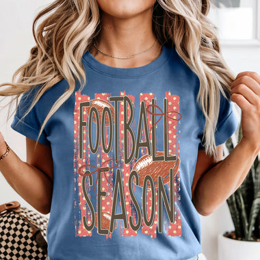 Football Season Striped Orange DTF Transfer DTF Heat Press Transfer from Sweet Tee Transfers