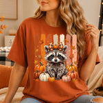 Preppy Fall Raccoon with Pumpkins DTF Transfer DTF Heat Press Transfer from Sweet Tee Transfers
