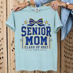 Senior Mom Class of 2027 Blue and Gold DTF Transfer DTF Heat Press Transfer from Sweet Tee Transfers