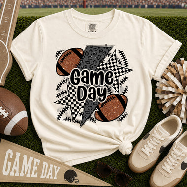 Game Day Football Glitter Leopard Lightning Bolt DTF Transfer DTF Heat Press Transfer from Sweet Tee Transfers