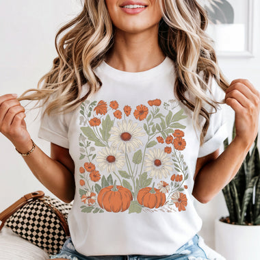 Pumpkin and Flowers DTF Transfer DTF Heat Press Transfer from Sweet Tee Transfers