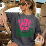 I Live Here Now Soccer Pink DTF Transfer DTF Heat Press Transfer from Sweet Tee Transfers