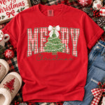 Merry Christmas Tree Red Gingham DTF Transfer DTF Heat Press Transfer from Sweet Tee Transfers