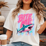 Bite Me Shark Striped DTF Transfer DTF Heat Press Transfer from Sweet Tee Transfers
