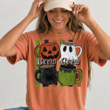 Brew Crew Halloween Coffee Mugs DTF Transfer DTF Heat Press Transfer from Sweet Tee Transfers