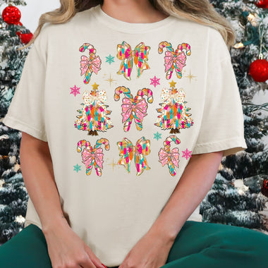 Watercolor Christmas Coquette Candy Cane DTF Transfer DTF Heat Press Transfer from Sweet Tee Transfers