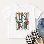Preppy Striped First Grade DTF Transfer DTF Heat Press Transfer from Sweet Tee Transfers