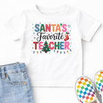 Santa's Favorite Teacher in Christmas Lights DTF Transfer DTF Heat Press Transfer from Sweet Tee Transfers
