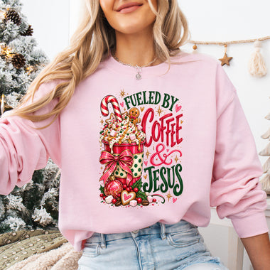 Fueled by Coffee and Jesus DTF Transfer DTF Heat Press Transfer from Sweet Tee Transfers
