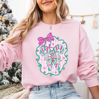 Pink Candy Cane Coquette DTF Transfer DTF Heat Press Transfer from Sweet Tee Transfers