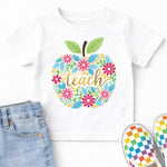 Floral Gold Teach Apple DTF Transfer DTF Heat Press Transfer from Sweet Tee Transfers