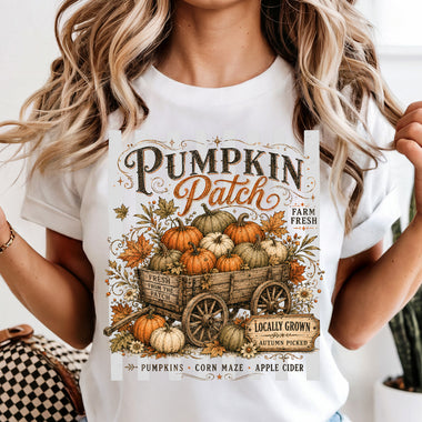 Pumpkin Patch Wagon Full of Pumpkins DTF Transfer DTF Heat Press Transfer from Sweet Tee Transfers