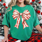 Striped Christmas Bow DTF Transfer DTF Heat Press Transfer from Sweet Tee Transfers