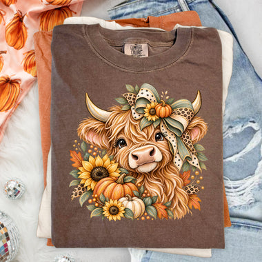 Sweet Fall Highland Cow DTF Transfer DTF Heat Press Transfer from Sweet Tee Transfers