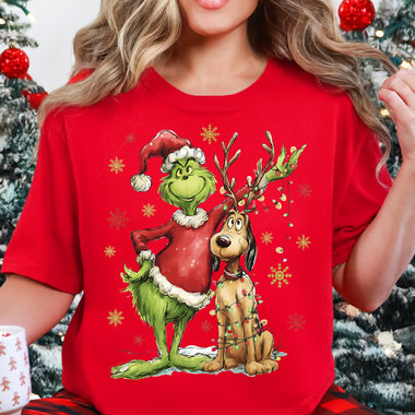 Mean Guy and Dog Christmas DTF Transfer DTF Heat Press Transfer from Sweet Tee Transfers