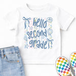 Hello Second Grade Striped Pastel DTF Transfer DTF Heat Press Transfer from Sweet Tee Transfers