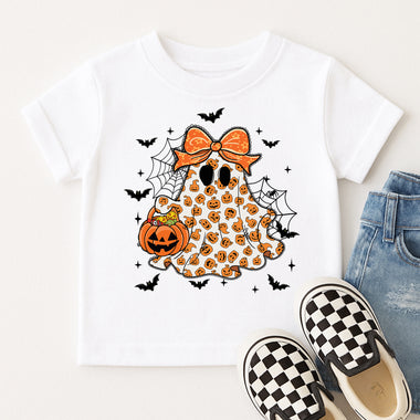 Girl Ghost with Bow and Pumpkin DTF Transfer DTF Heat Press Transfer from Sweet Tee Transfers